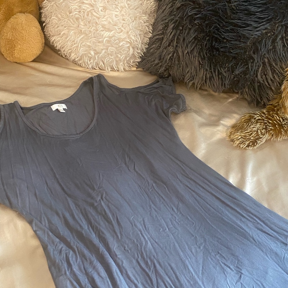 Gray Flowy Dress with Shoulder Cut Outs